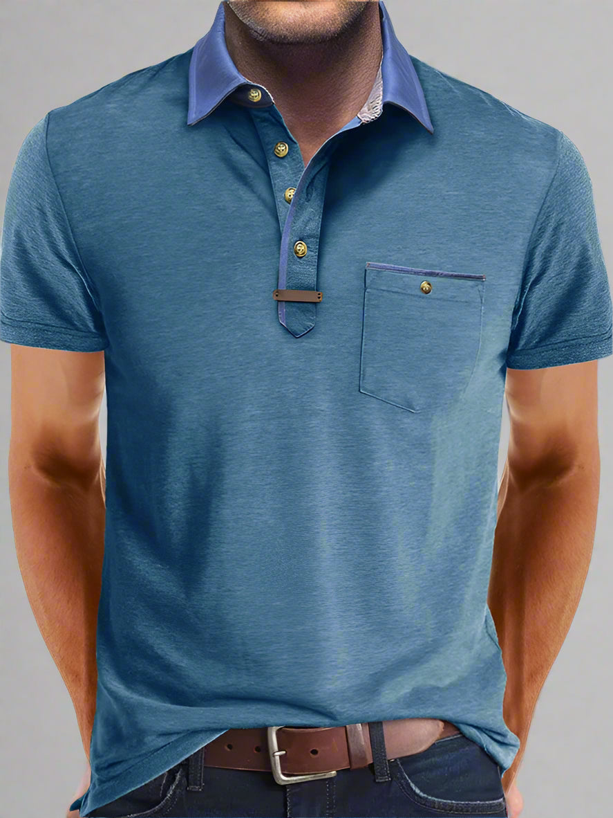 Mannen | Poloshirt met opvallende kraag en rechte pasvorm