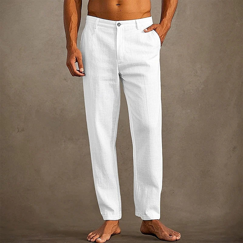 Mannen | Broek met vaste tailleband en knoopsluiting aan de voorkant