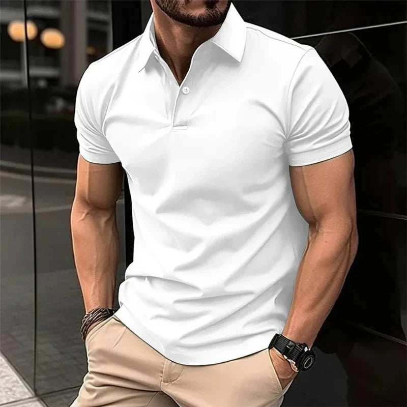 Mannen | Korte mouw poloshirt met klassieke kraag en knoopsluiting