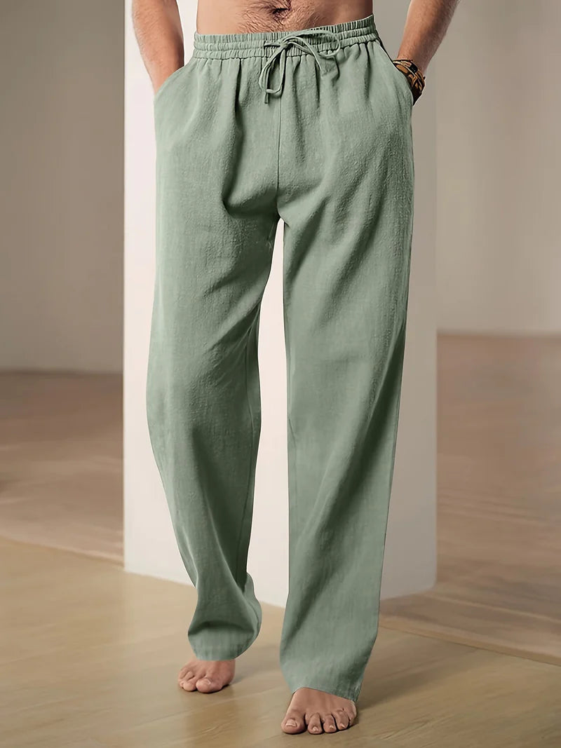 Mannen | Losvallende broek met elastische taille en striksluiting