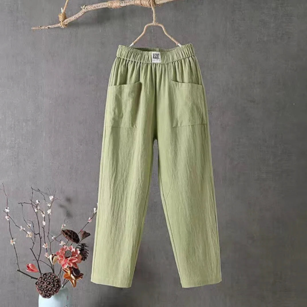 Vrouwen | Broek met elastische taille en eenvoudige afwerking