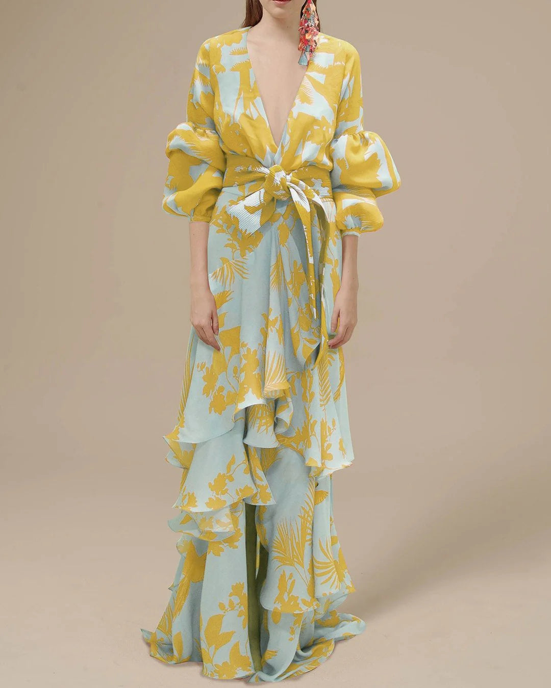 Vrouwen | Jurk van chiffon met print en zwierige pasvorm