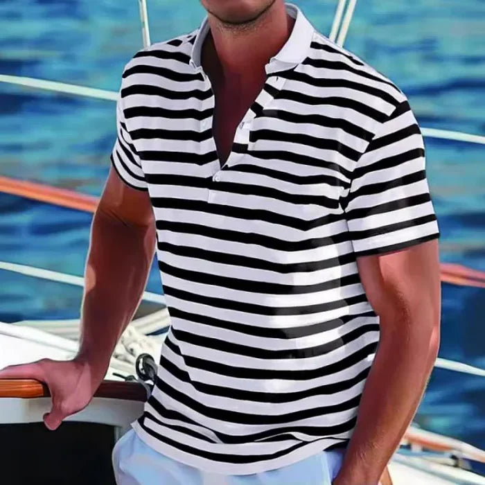 Mannen | Poloshirt met tijdloos retro streeppatroon