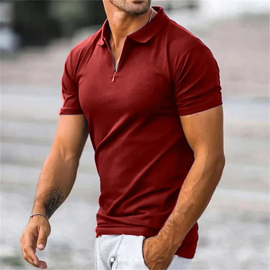 Mannen | Poloshirt met korte mouwen en knoopsluiting aan de hals