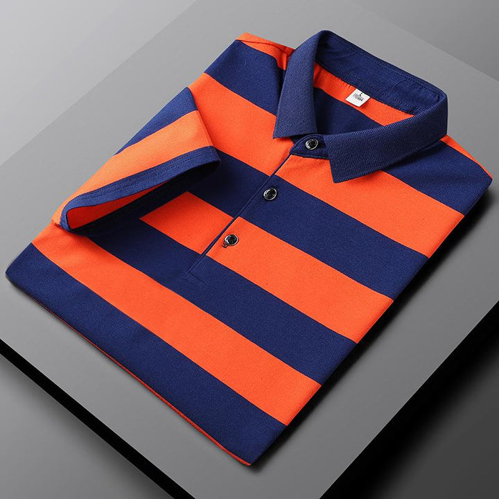 Mannen | Gestreept poloshirt met klassieke kraag en knoopsluiting
