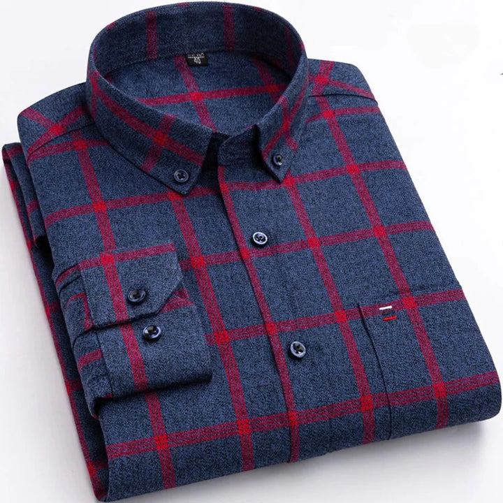 Mannen | Geruit shirt met eenvoudige snit en knoopsluiting