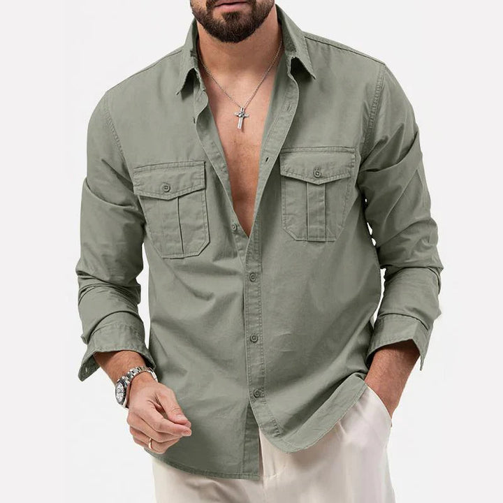 Mannen | Cargo-shirt met borstzakken en rechte pasvorm