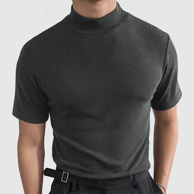 Mannen | Shirt met korte mouwen en opstaande kraag