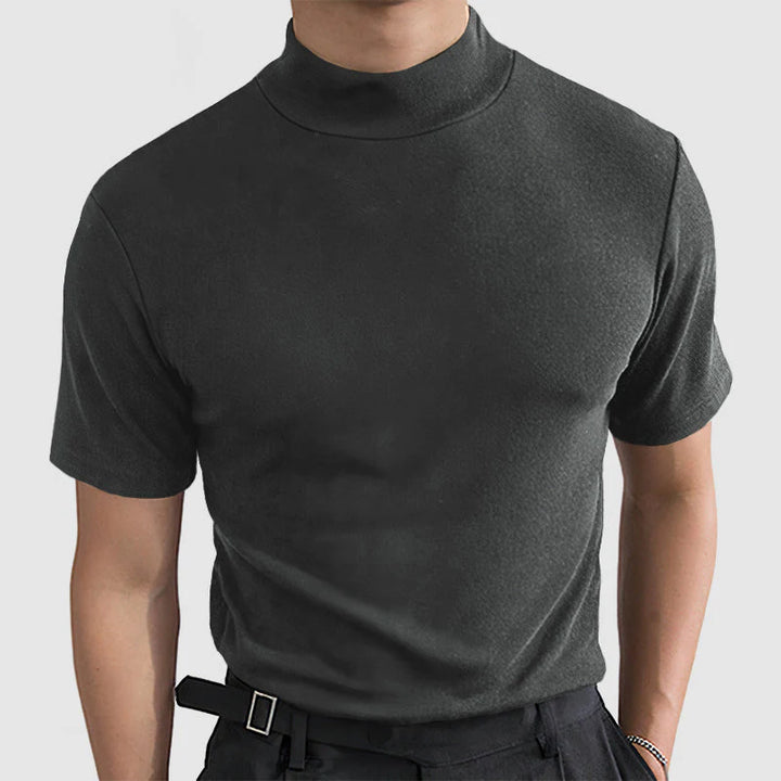Mannen | Shirt met korte mouwen en opstaande kraag