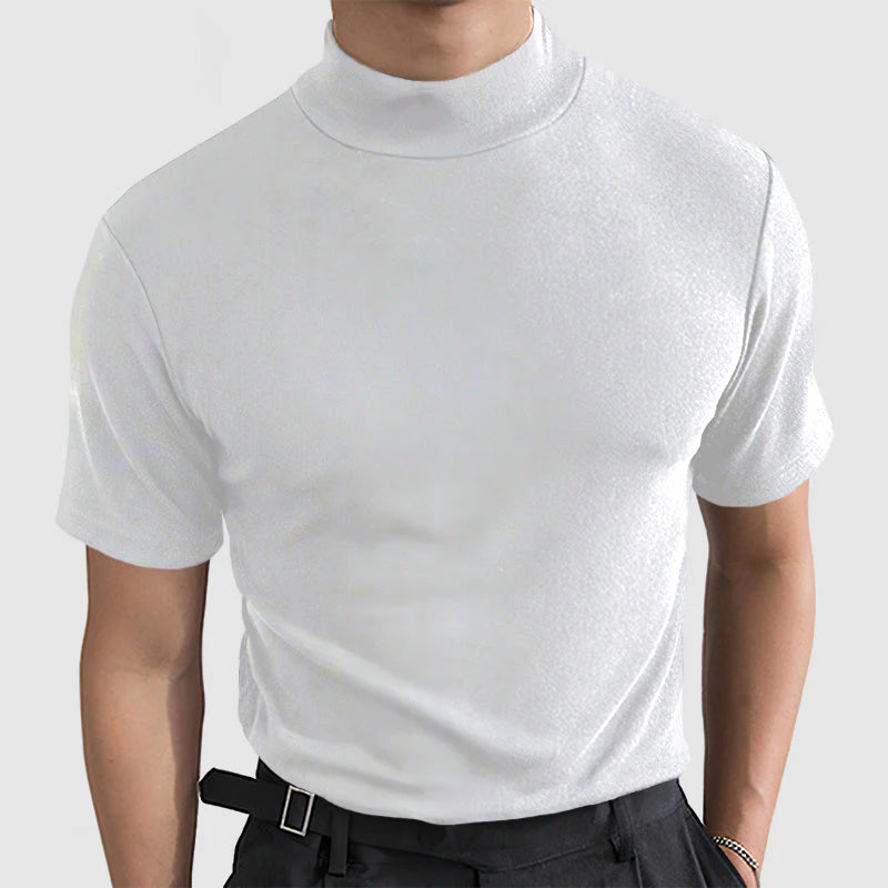 Mannen | Shirt met korte mouwen en opstaande kraag