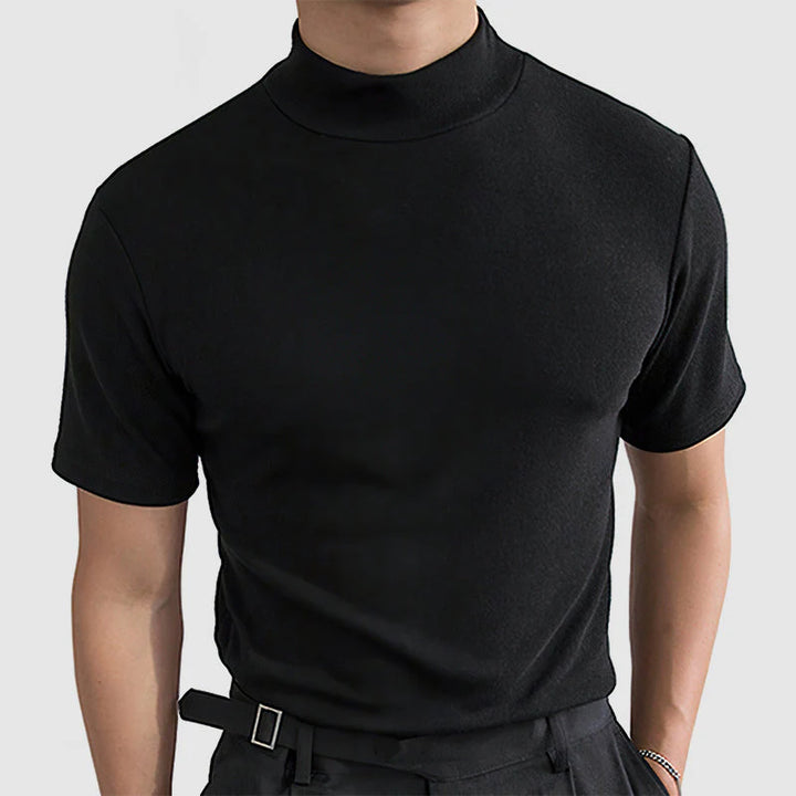 Mannen | Shirt met korte mouwen en opstaande kraag