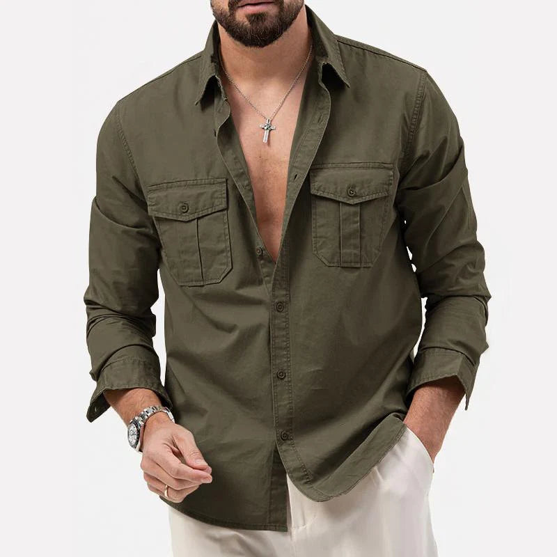 Mannen | Cargo-shirt met borstzakken en rechte pasvorm