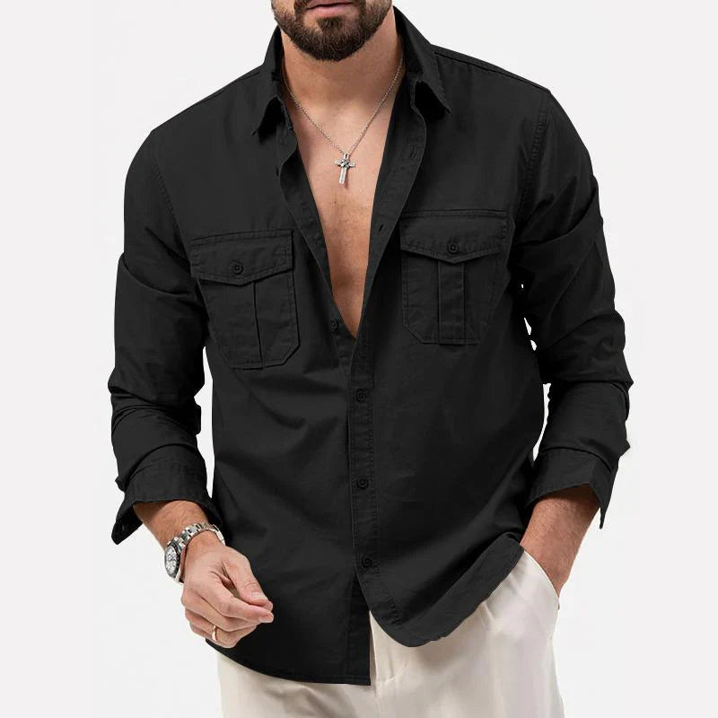 Mannen | Cargo-shirt met borstzakken en rechte pasvorm