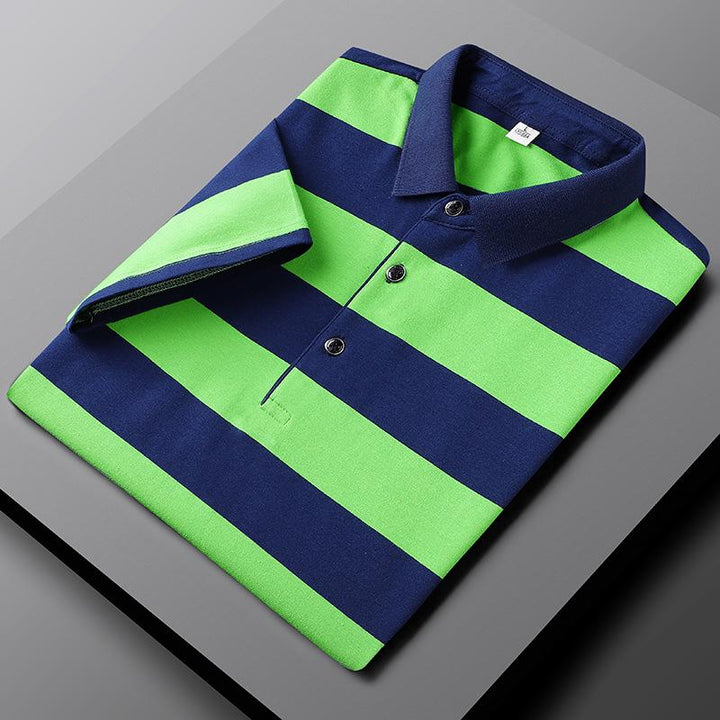 Mannen | Gestreept poloshirt met klassieke kraag en knoopsluiting