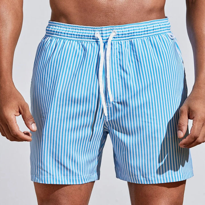 Mannen | Gestreepte zomershorts met rechte pasvorm