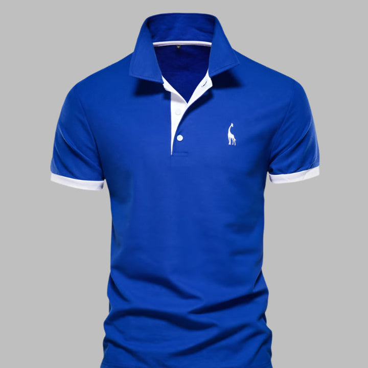 Mannen | Slank poloshirt met kleuraccent aan de boord