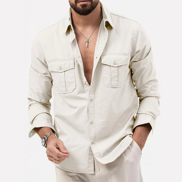 Mannen | Cargo-shirt met borstzakken en rechte pasvorm