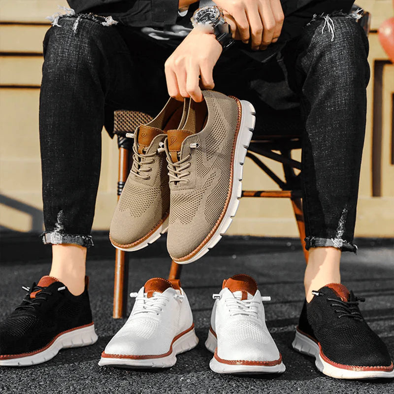 Mannen | Ongedwongen sneakers met knit details en profielzool