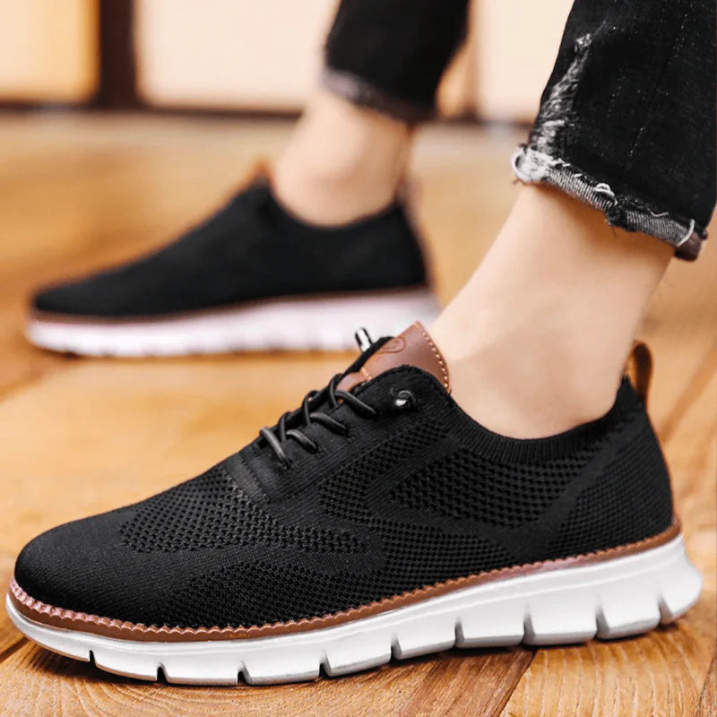 Mannen | Ongedwongen sneakers met knit details en profielzool