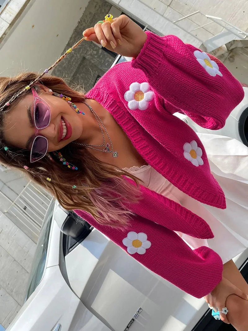 Vrouwen | Geborduurd vest met bloemenmotief