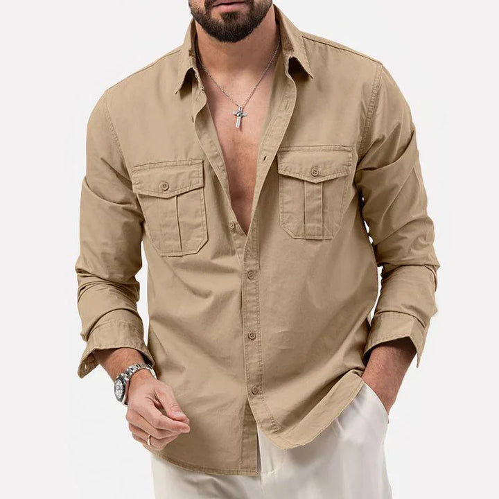 Mannen | Cargo-shirt met borstzakken en rechte pasvorm