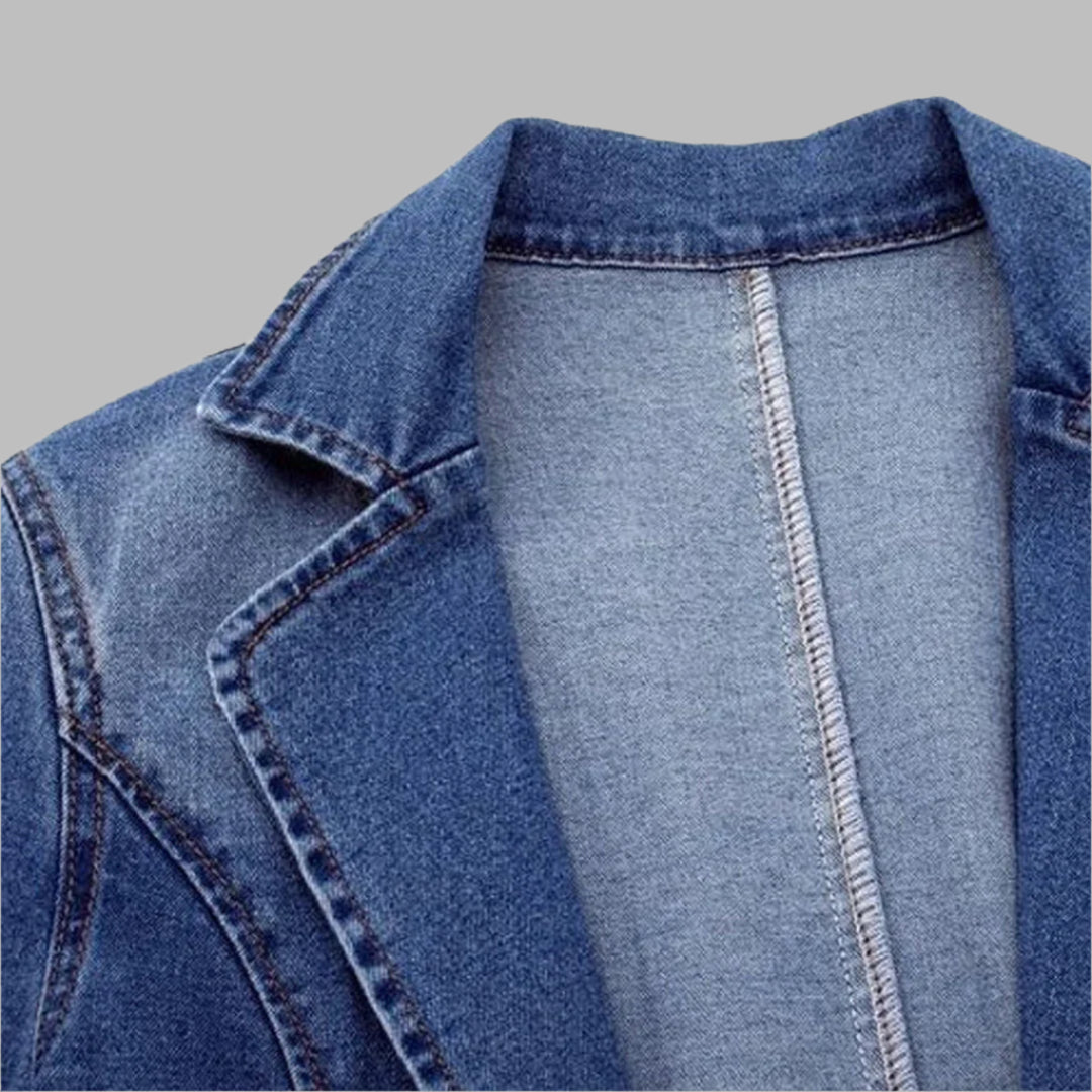 Vrouwen | Jeansblazer met knoopsluiting en rechte pasvorm