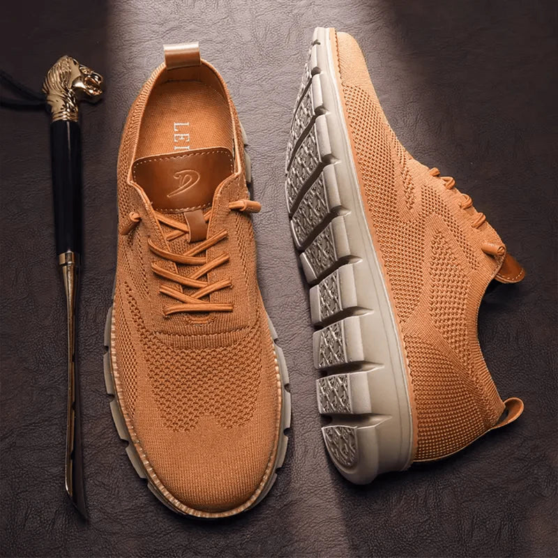 Mannen | Ongedwongen sneakers met knit details en profielzool