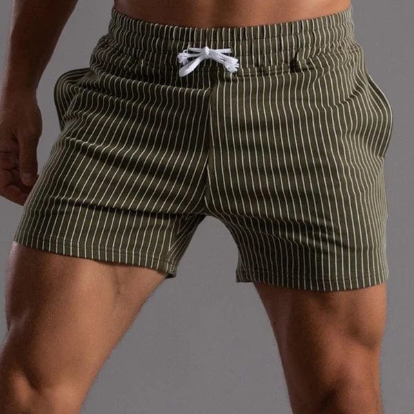 Mannen | Korte gestreepte zwemshort met elastiek en trekkoord