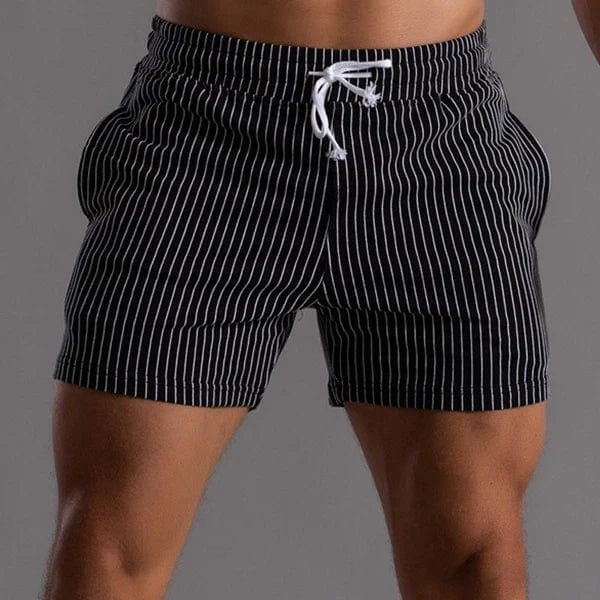 Mannen | Korte gestreepte zwemshort met elastiek en trekkoord