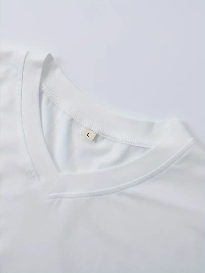 Mannen | V-hals shirt met korte mouw en strakke afwerking