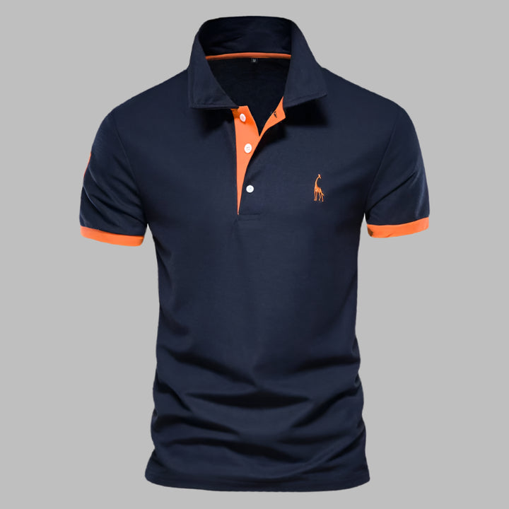 Mannen | Slank poloshirt met kleuraccent aan de boord
