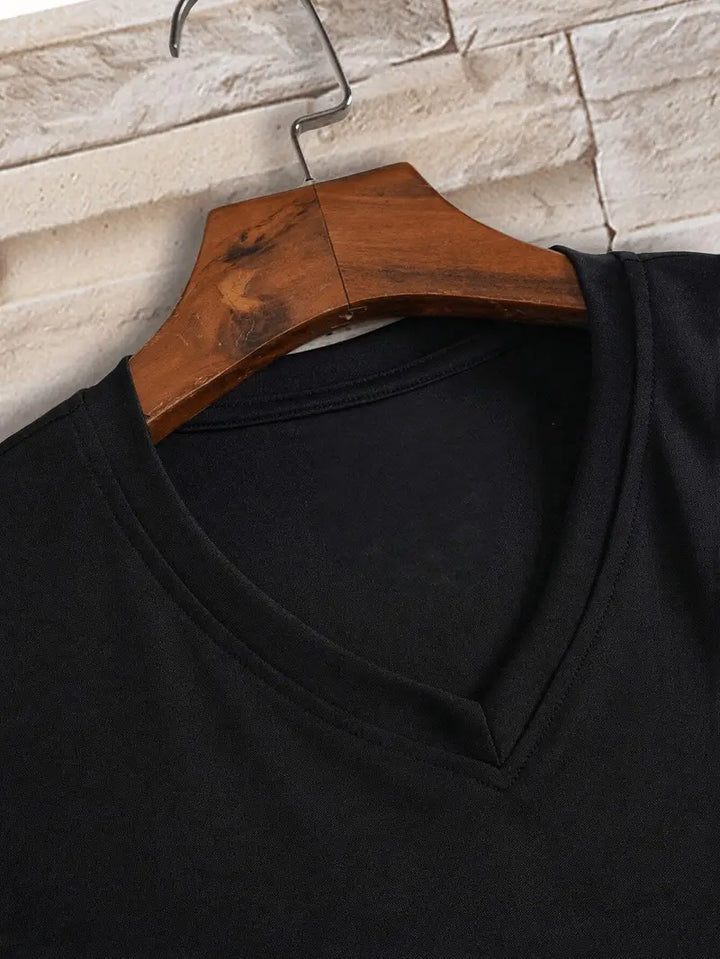 Mannen | V-hals shirt met korte mouw en strakke afwerking