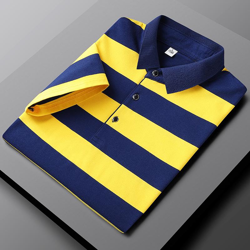 Mannen | Gestreept poloshirt met klassieke kraag en knoopsluiting