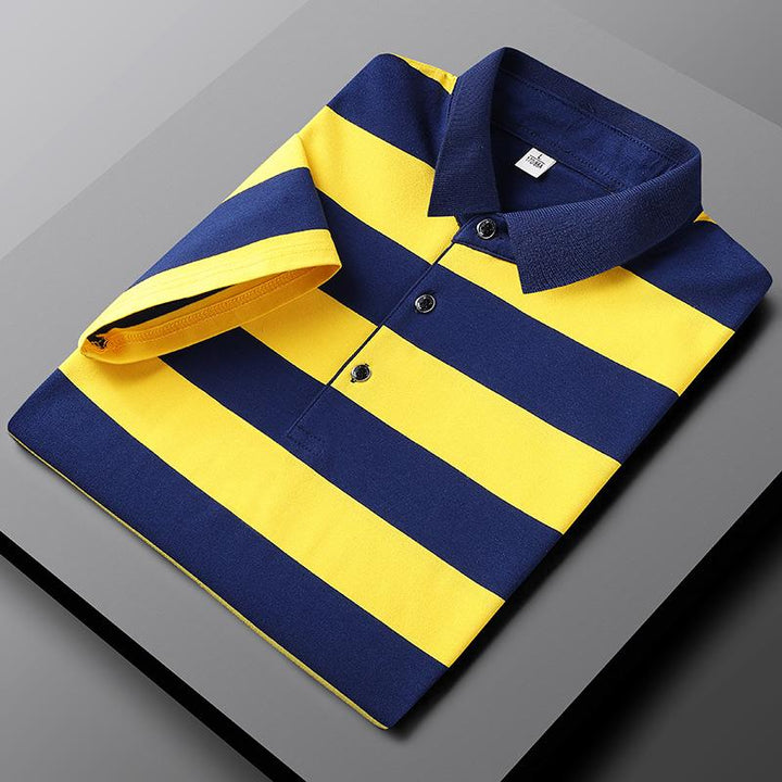 Mannen | Gestreept poloshirt met klassieke kraag en knoopsluiting