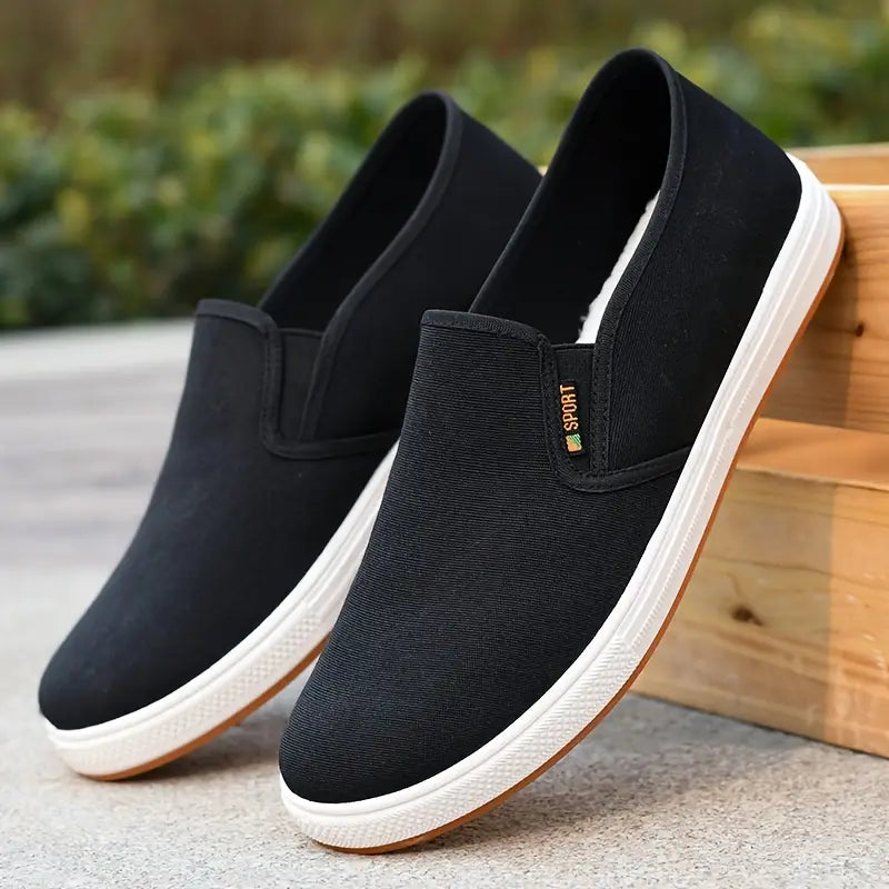 Mannen | Canvas slip-ons met stevige zool en rechte pasvorm