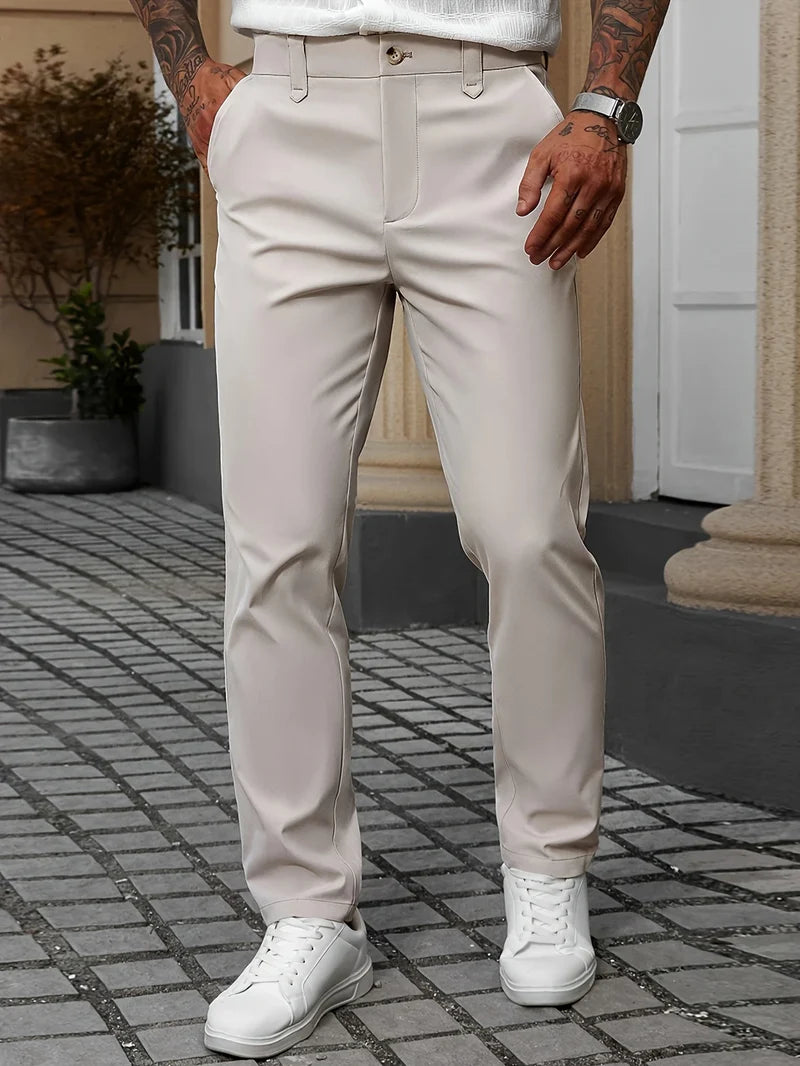 Mannen | Slim-fit broek met minimalistische afwerking