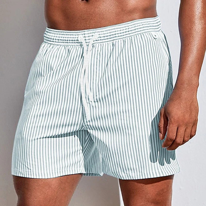 Mannen | Zwemshort met verticale strepen en trekkoord in de taille