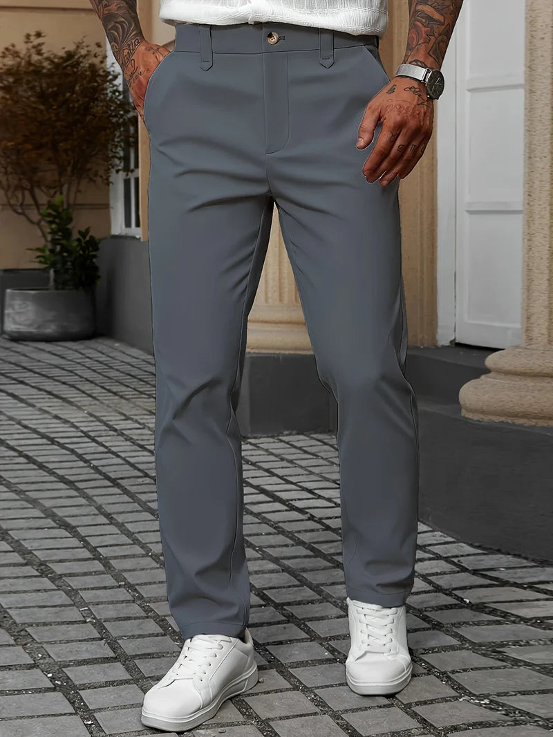Mannen | Slim-fit broek met minimalistische afwerking