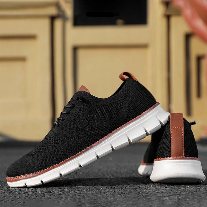Mannen | Ongedwongen sneakers met knit details en profielzool