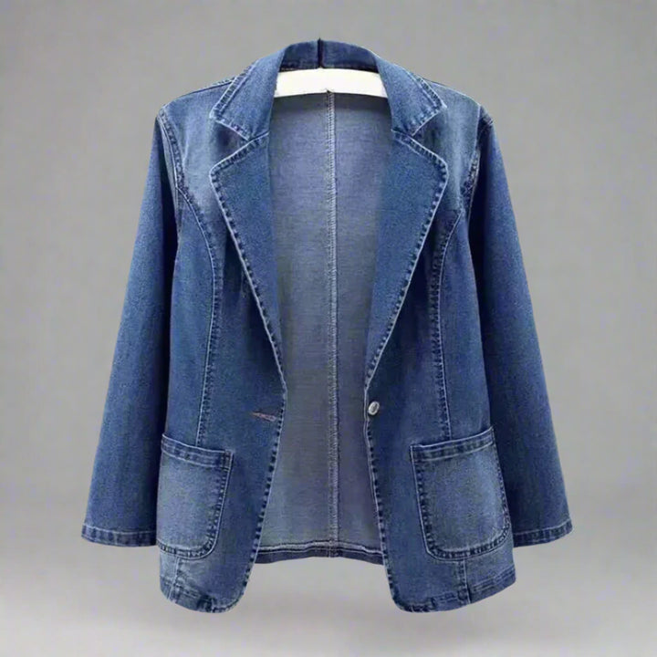 Vrouwen | Jeansblazer met knoopsluiting en rechte pasvorm