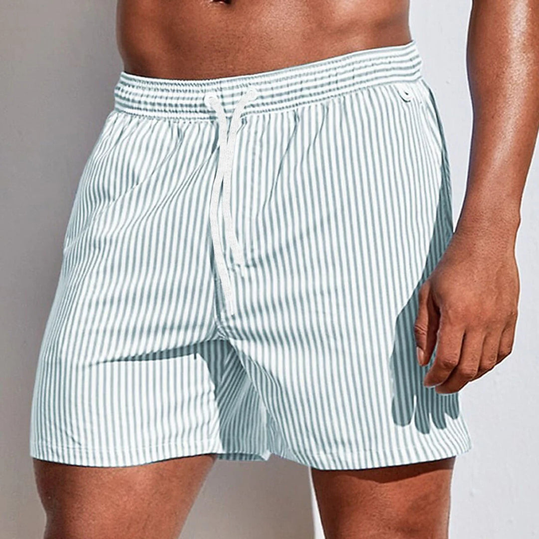 Mannen | Gestreepte zomershorts met rechte pasvorm