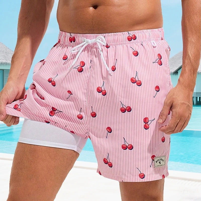 Mannen | Zwemshort met tropische print en zijsplitzoom