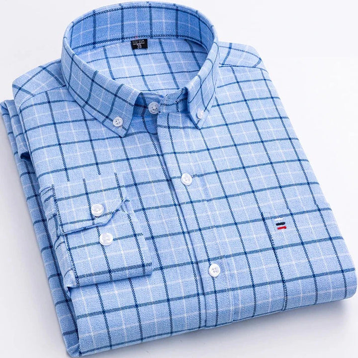 Mannen | Geruit shirt met eenvoudige snit en knoopsluiting
