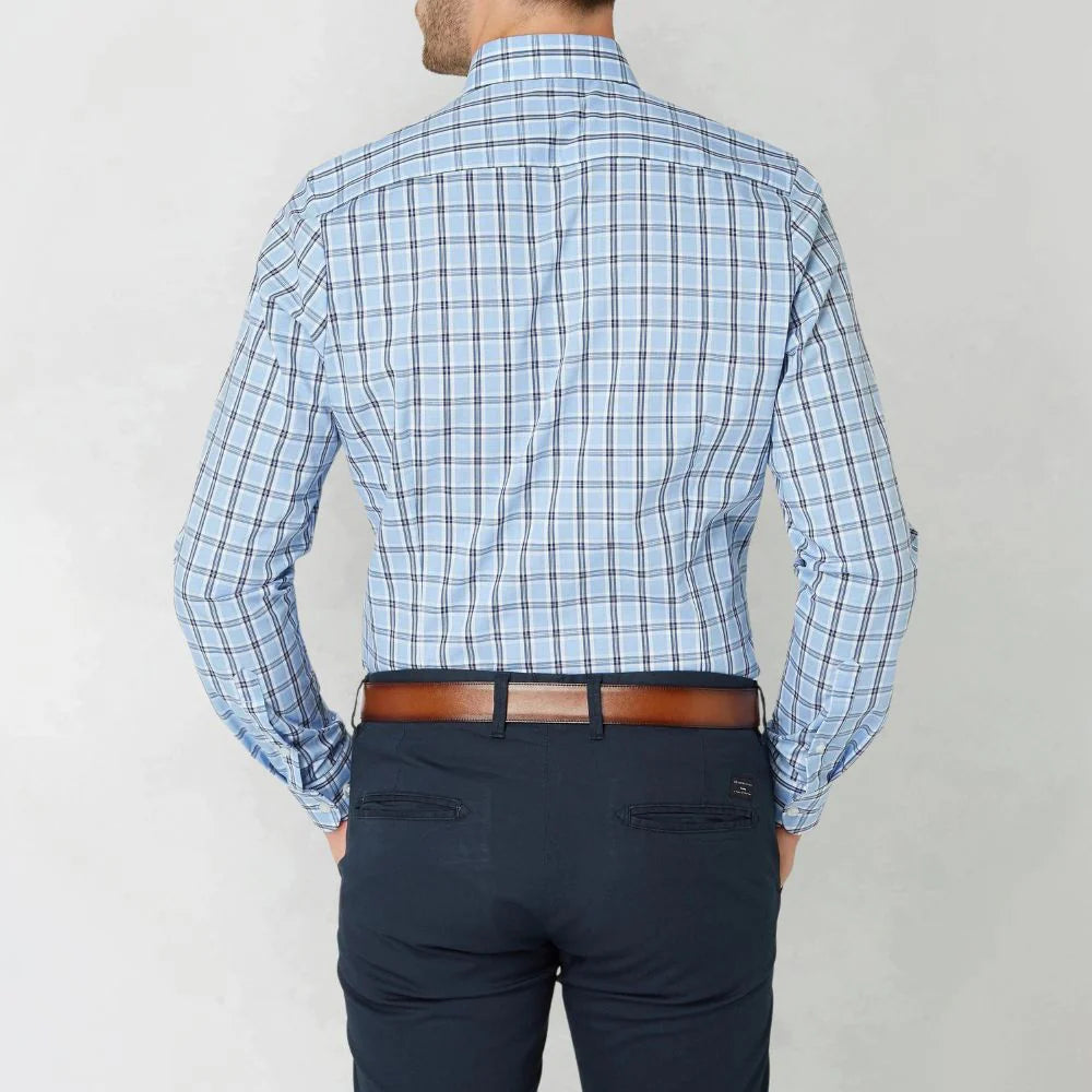 Mannen | Geruit shirt met eenvoudige snit en knoopsluiting