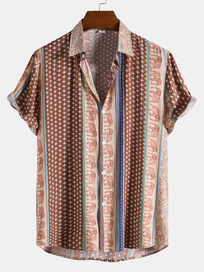 Mannen | Shirt met geometrische olifantenprint