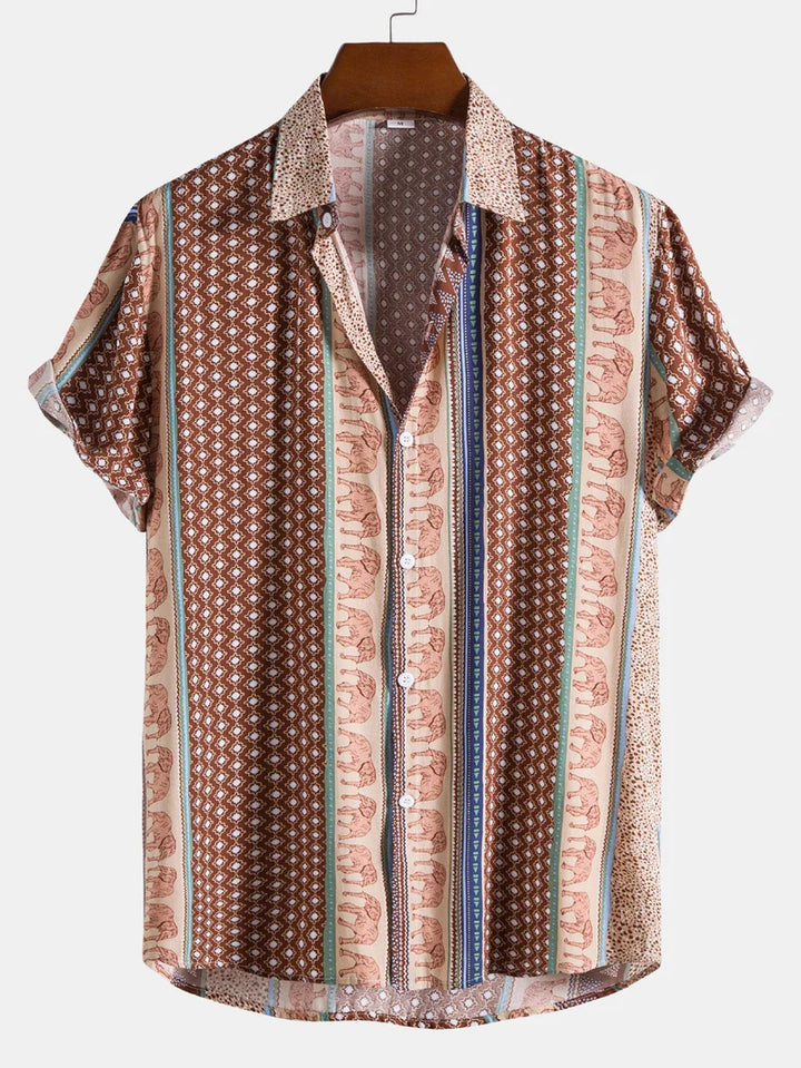 Mannen | Shirt met geometrische olifantenprint