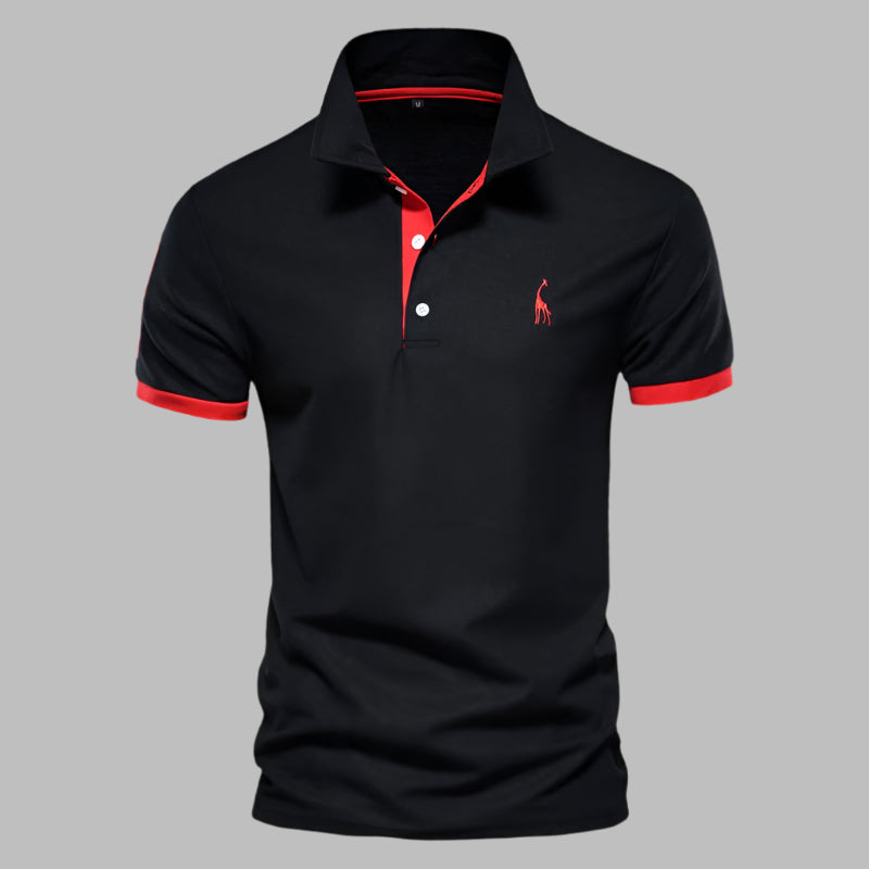 Mannen | Slank poloshirt met kleuraccent aan de boord