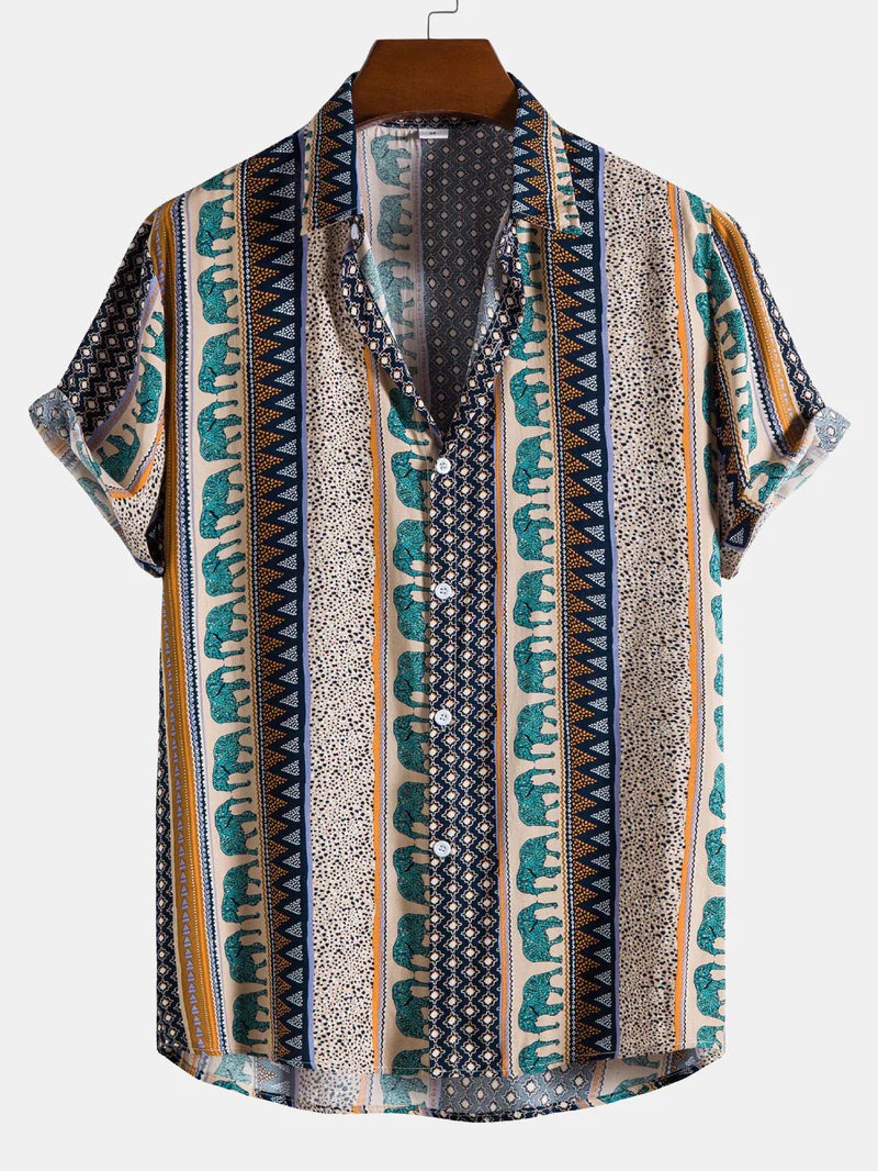 Mannen | Shirt met geometrische olifantenprint