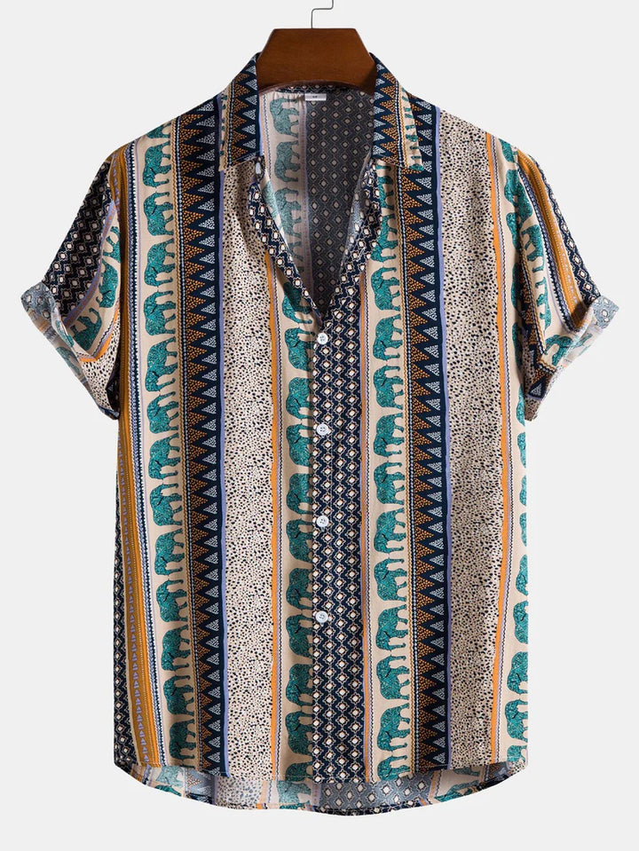 Mannen | Shirt met geometrische olifantenprint