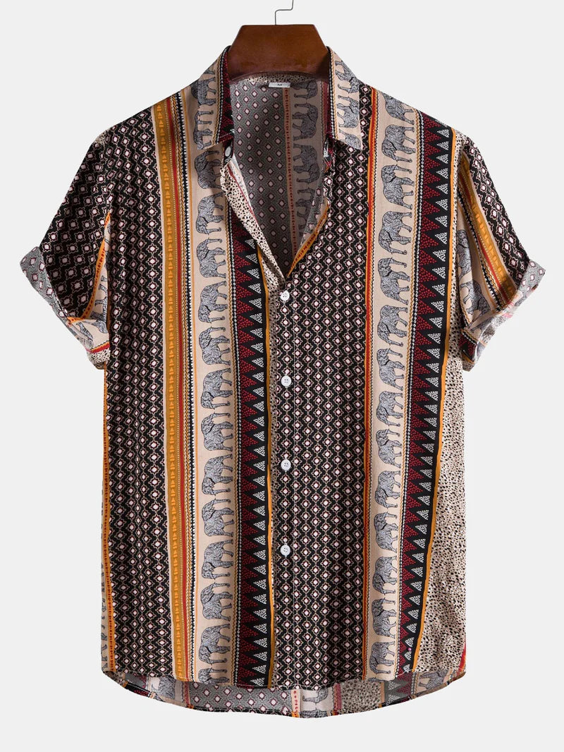 Mannen | Shirt met geometrische olifantenprint